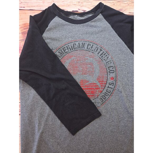 Cinch Modern Fit Mens Shirt Medium Gray-Black Raglan Baseball Tee - Picture 5 of 8